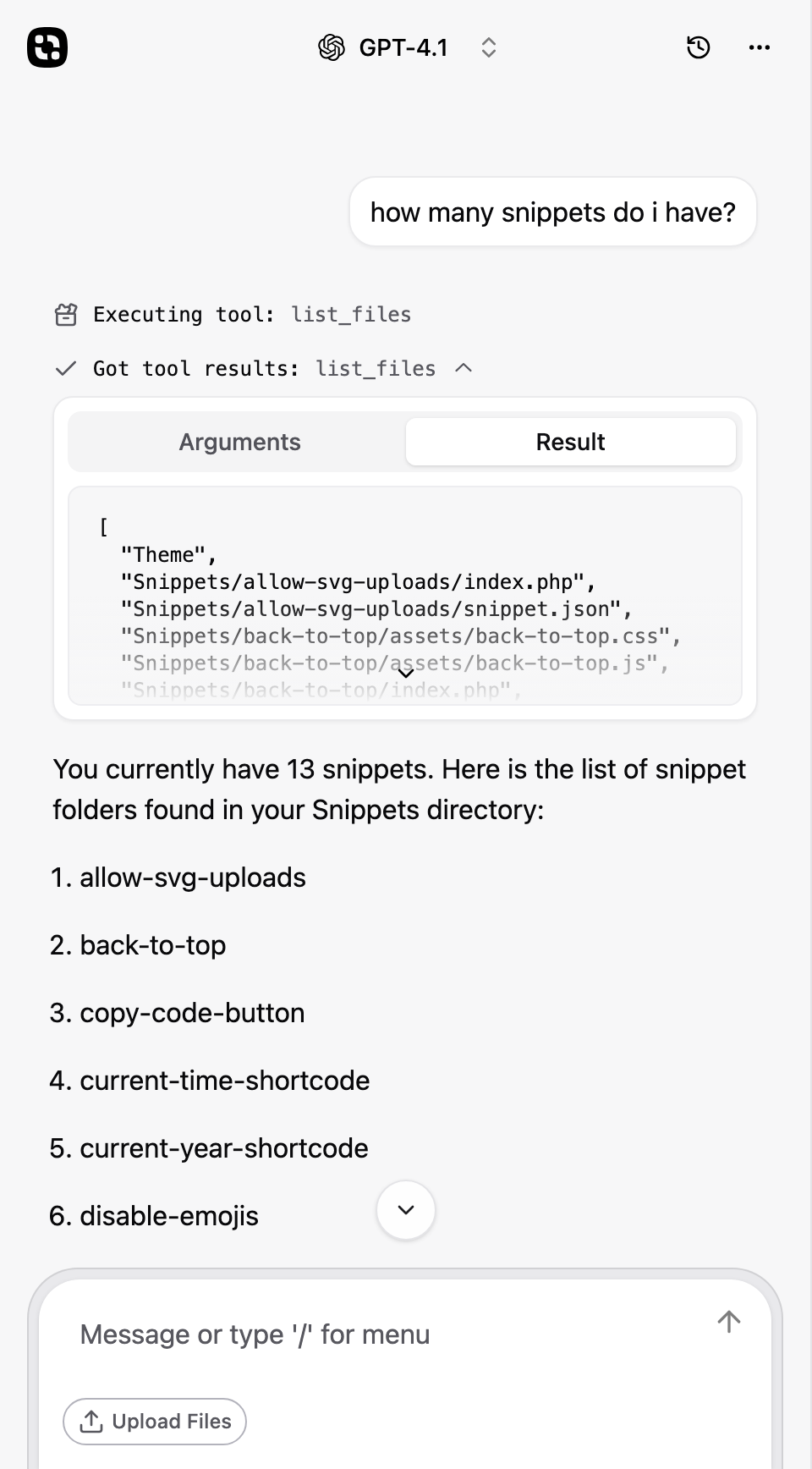 AI lists snippets