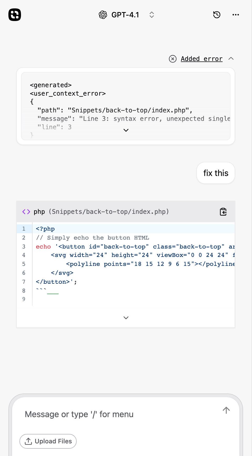 AI fixes error