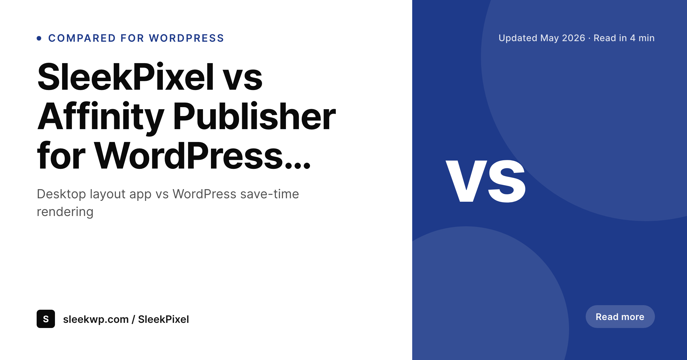SleekPixel example output for Affinity Publisher alternative for WordPress