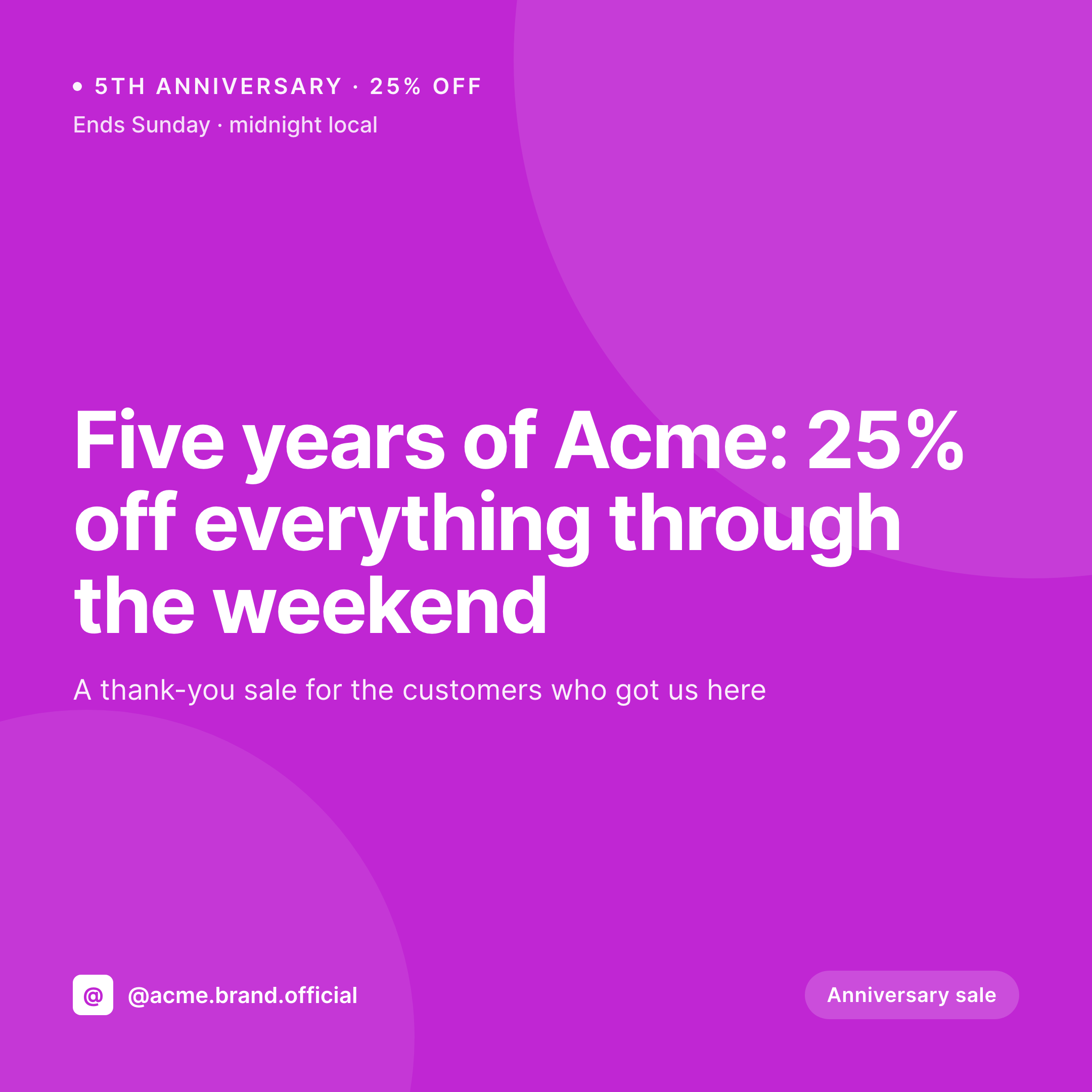 SleekPixel example output for anniversary promo card