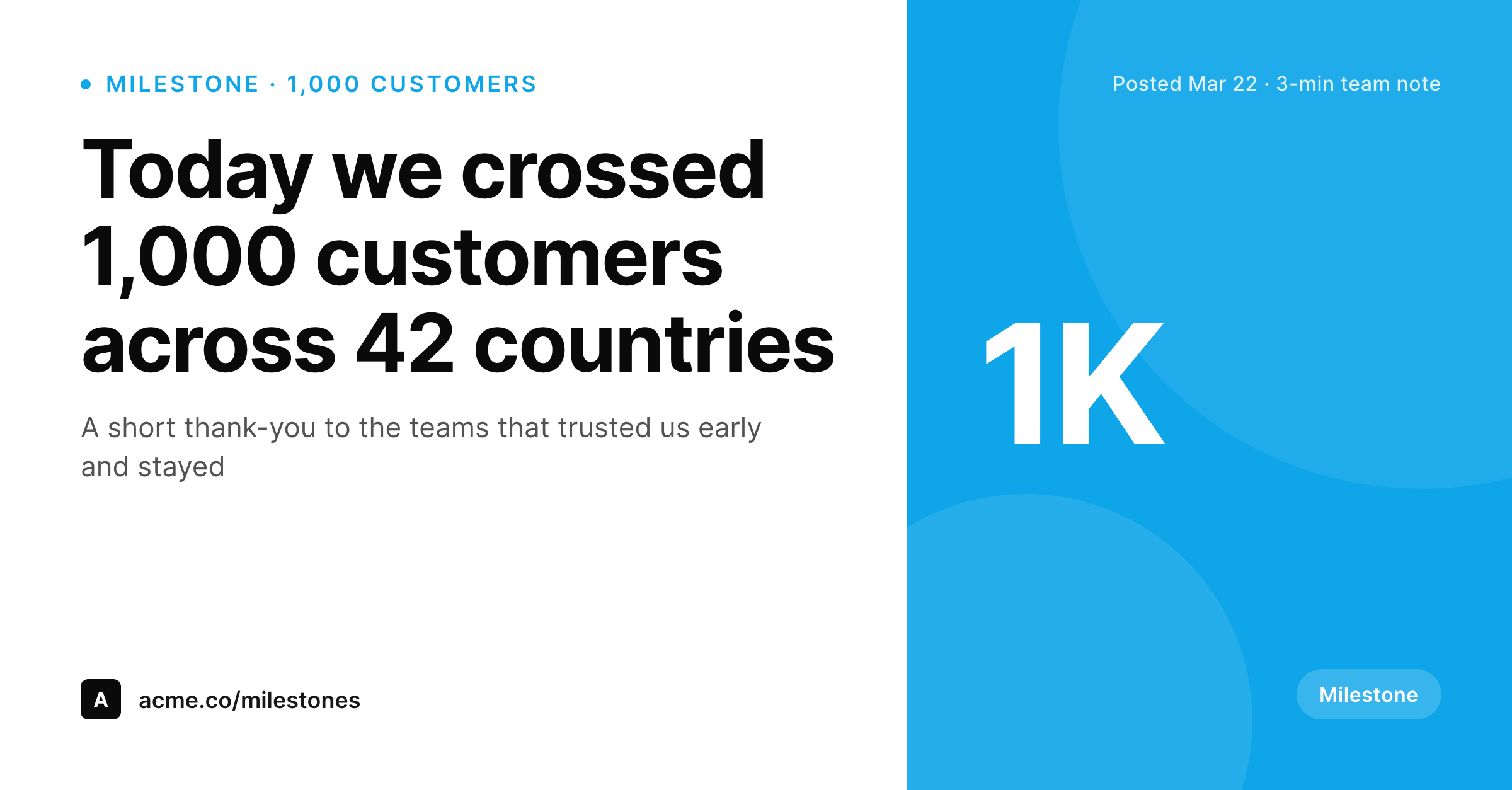SleekPixel example output for company milestone card