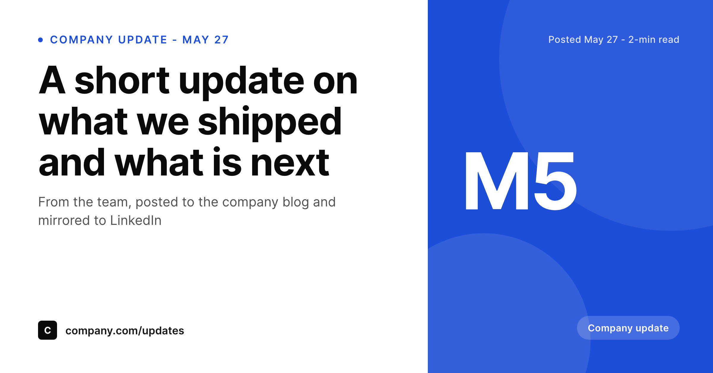 SleekPixel example output for company update card