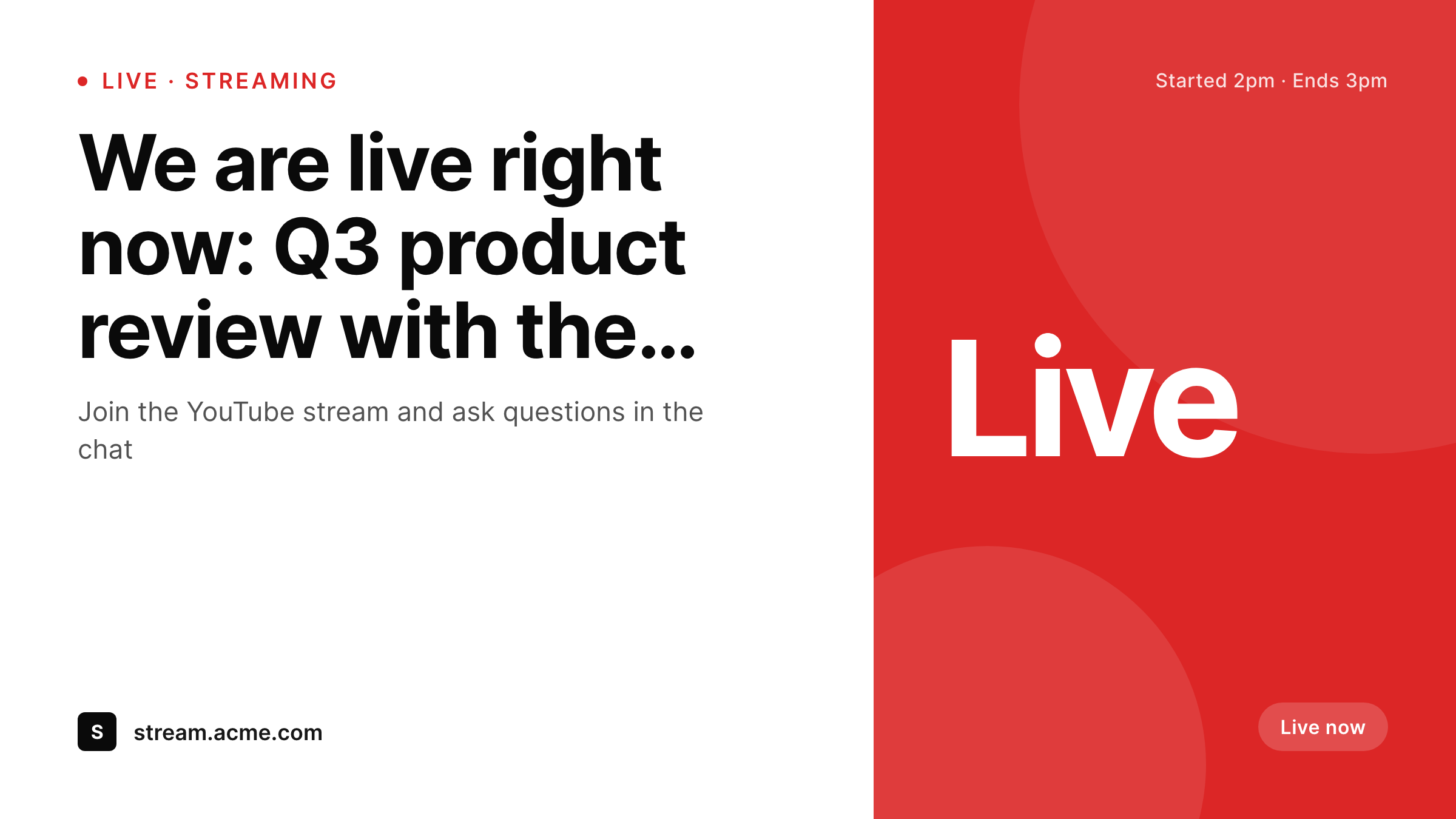 SleekPixel example output for live now card