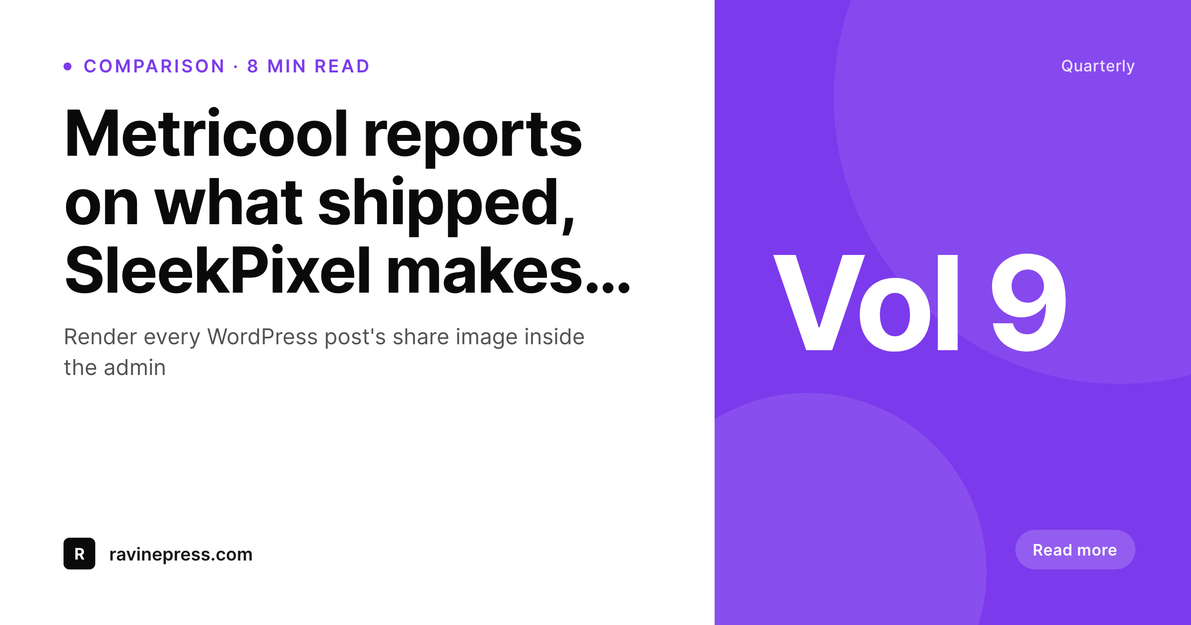 SleekPixel example output for Metricool alternative for WordPress