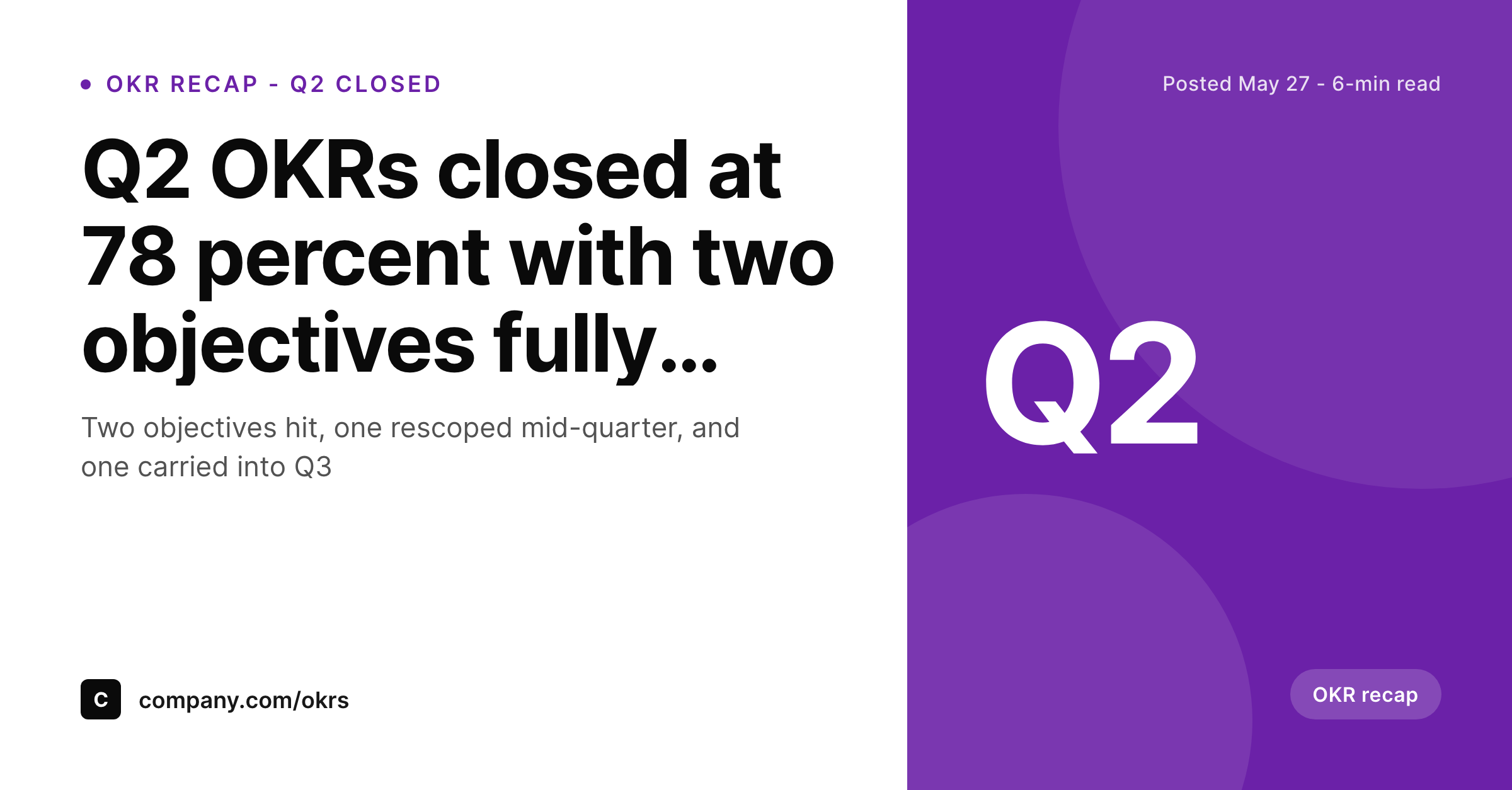 SleekPixel example output for OKR recap card