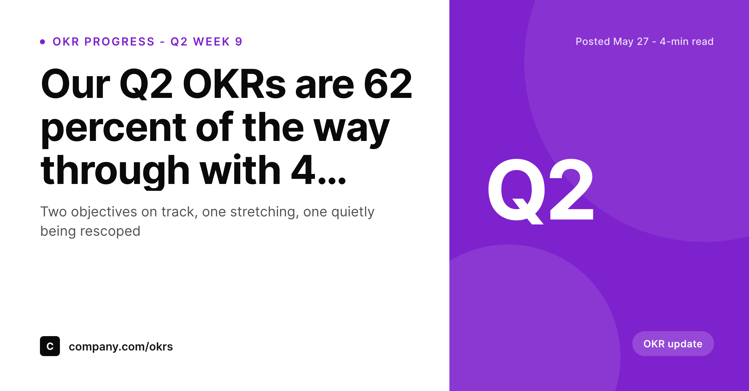 SleekPixel example output for OKR update card