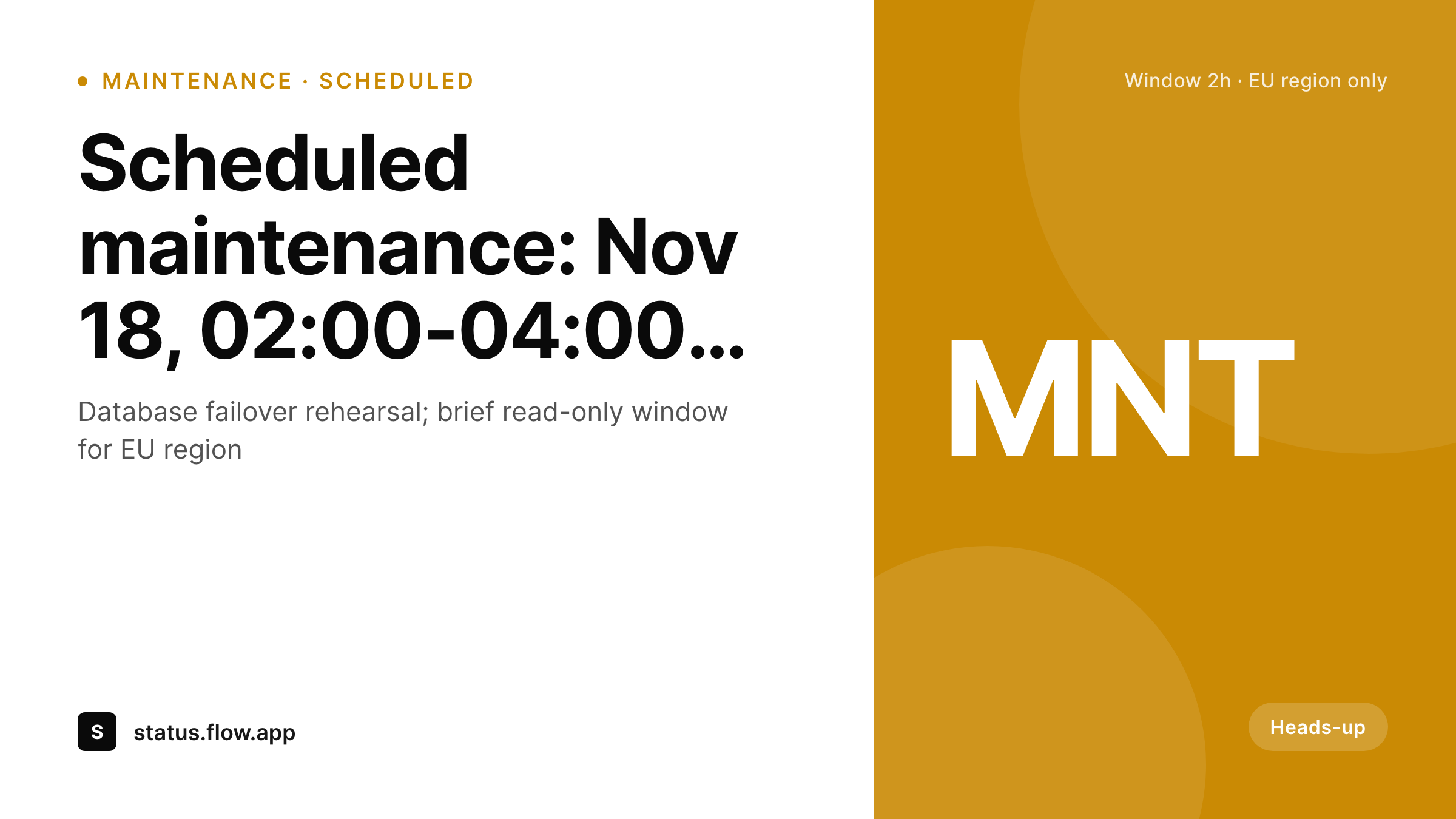 SleekPixel example output for scheduled maintenance card