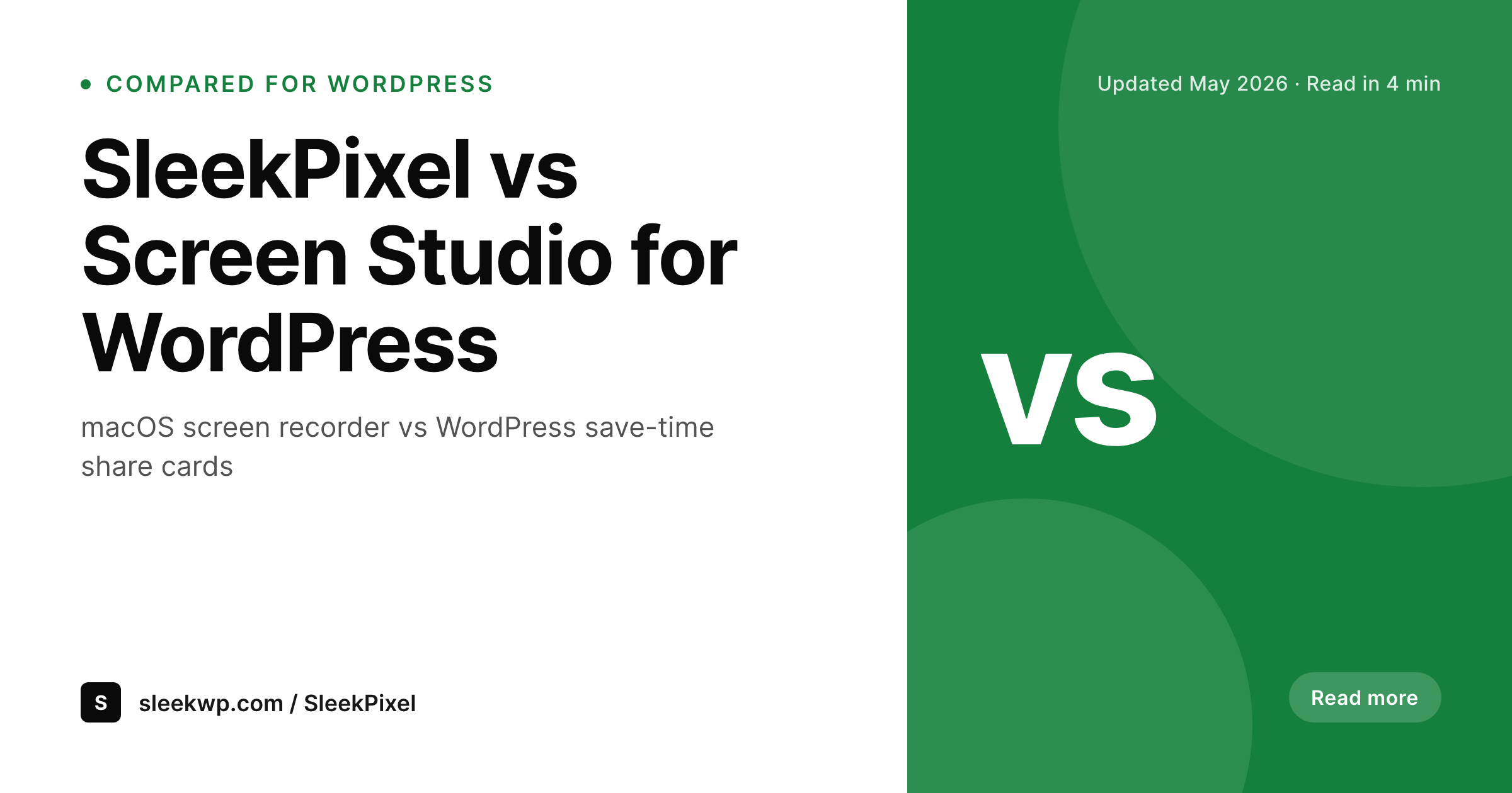 SleekPixel example output for Screen Studio alternative for WordPress