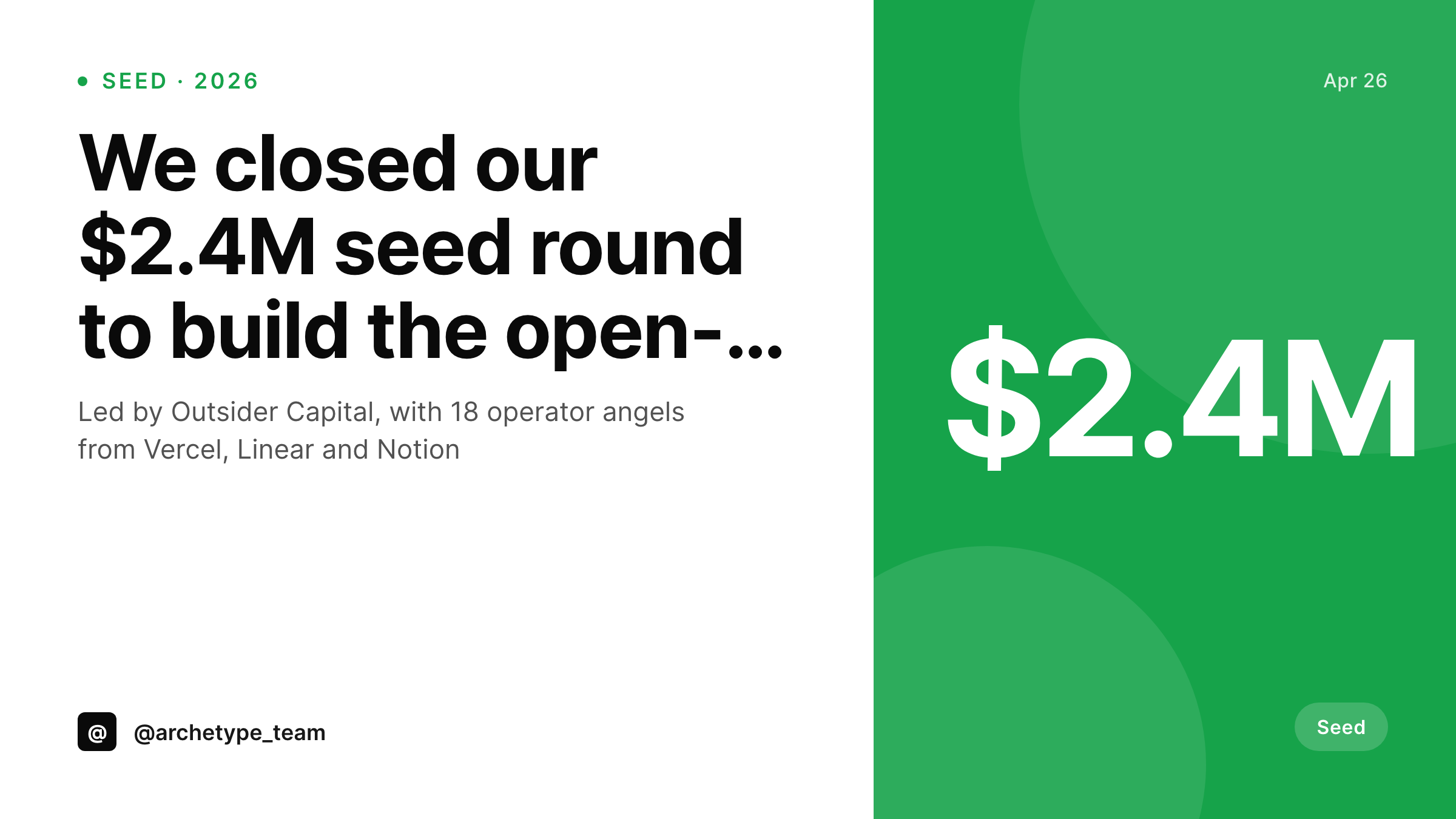 SleekPixel example output for seed round cards