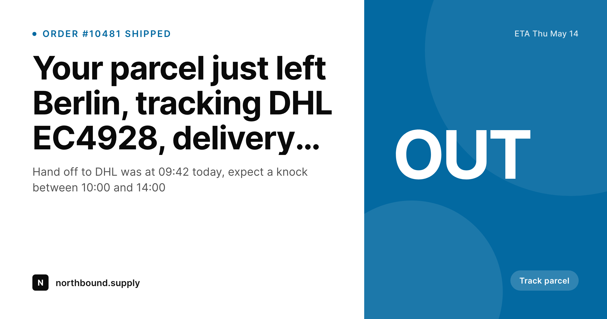 SleekPixel example output for shipping update cards