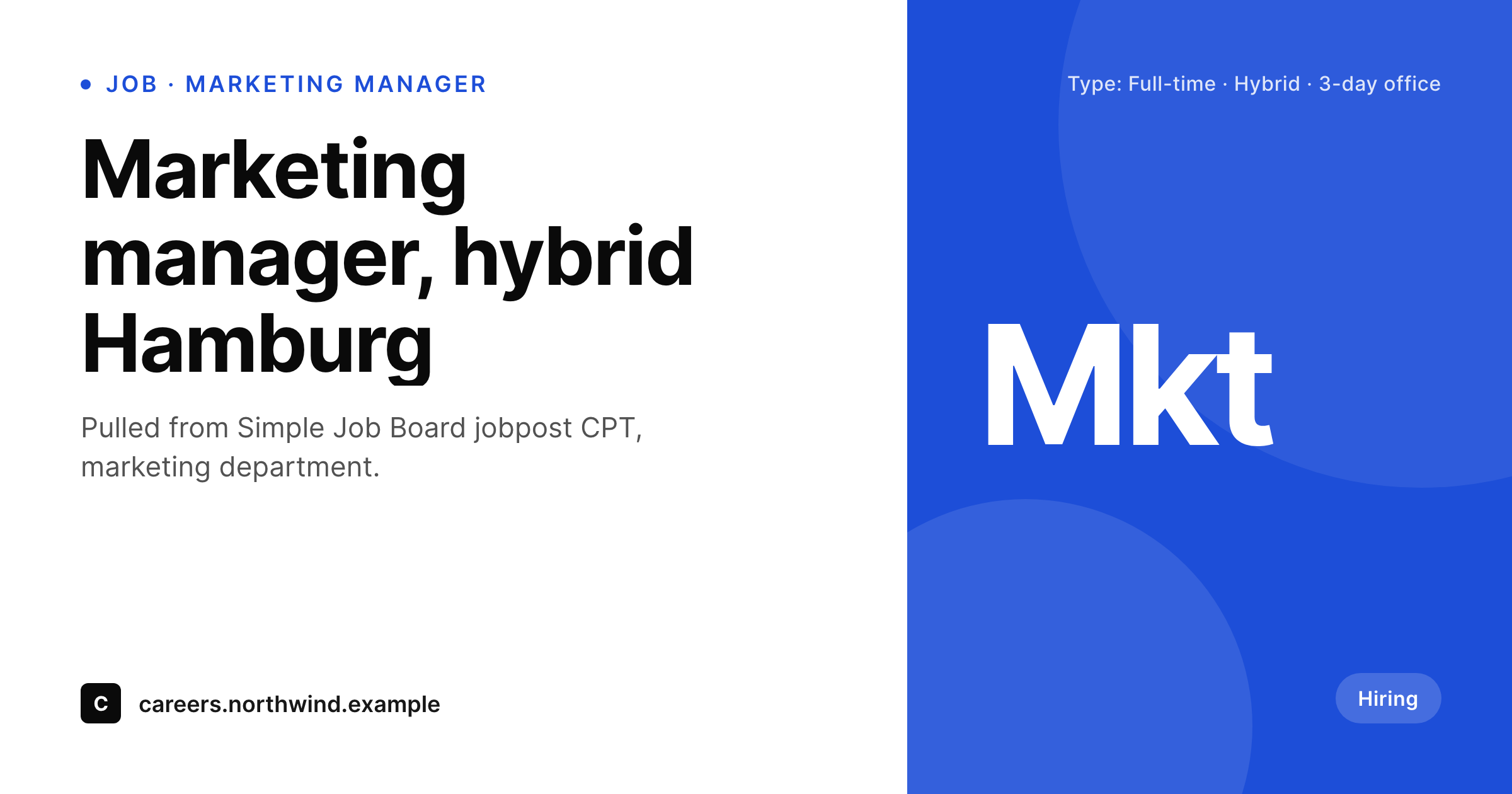 SleekPixel example output for Simple Job Board