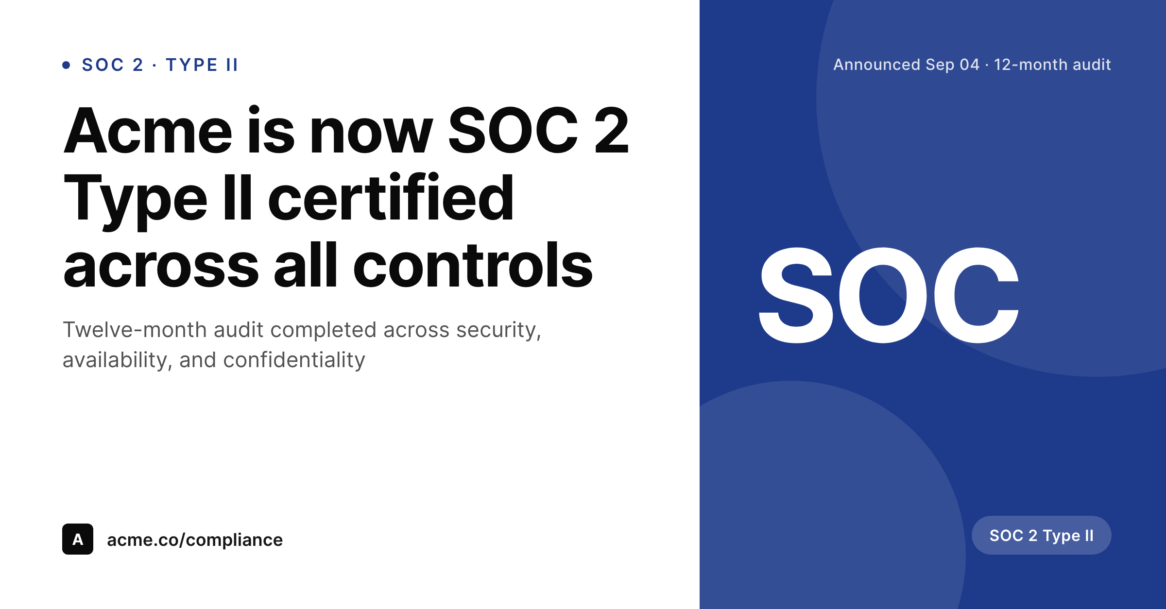 SleekPixel example output for SOC 2 announcement card