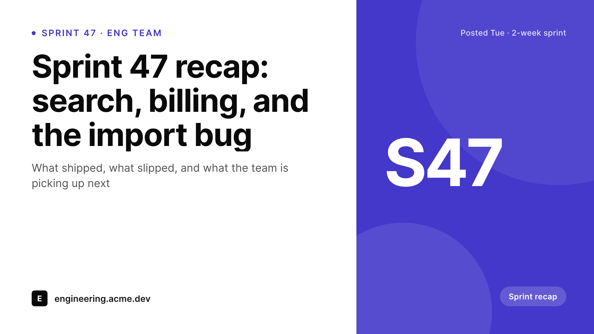 SleekPixel example output for sprint recap card
