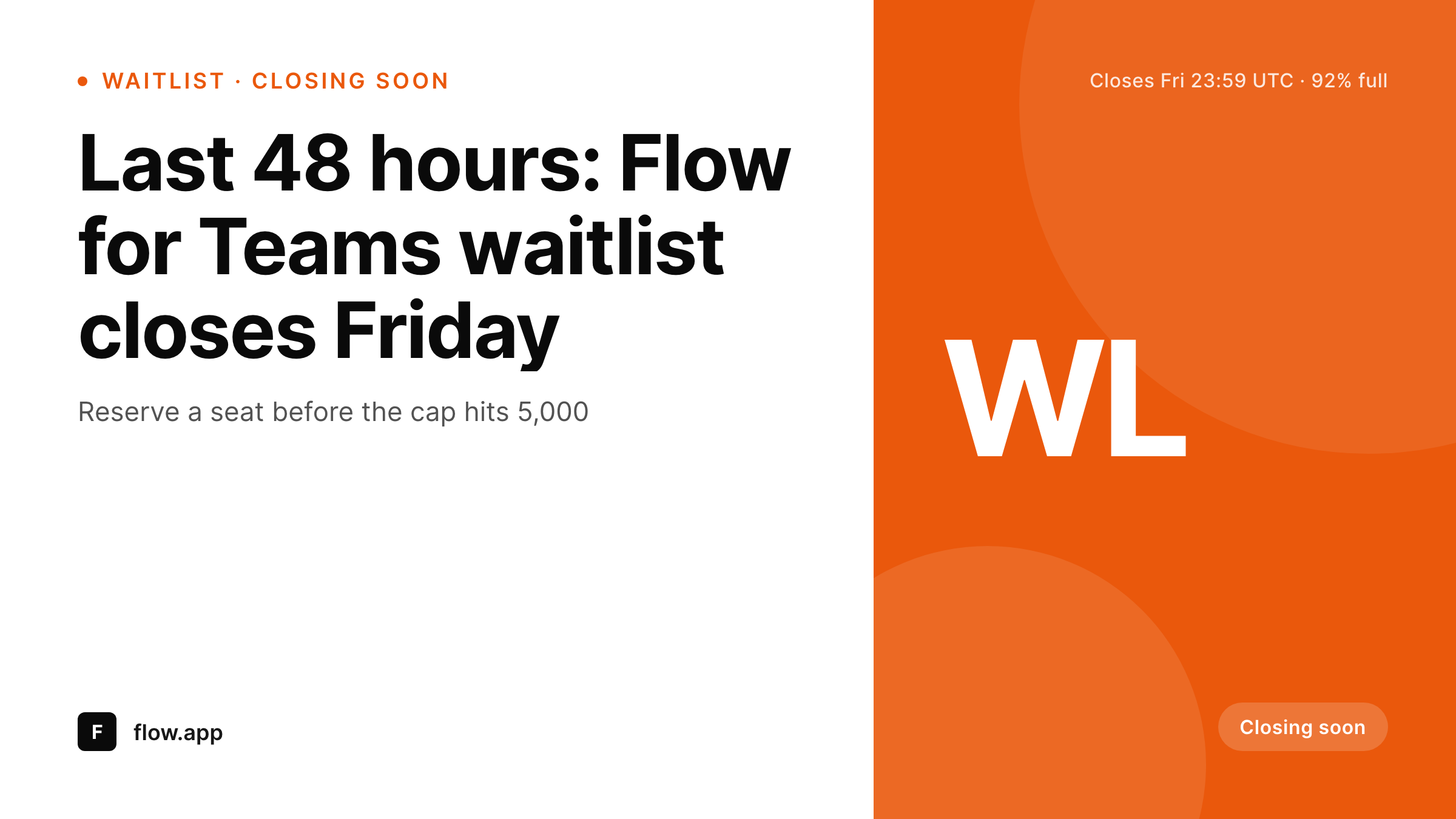 SleekPixel example output for waitlist closing card
