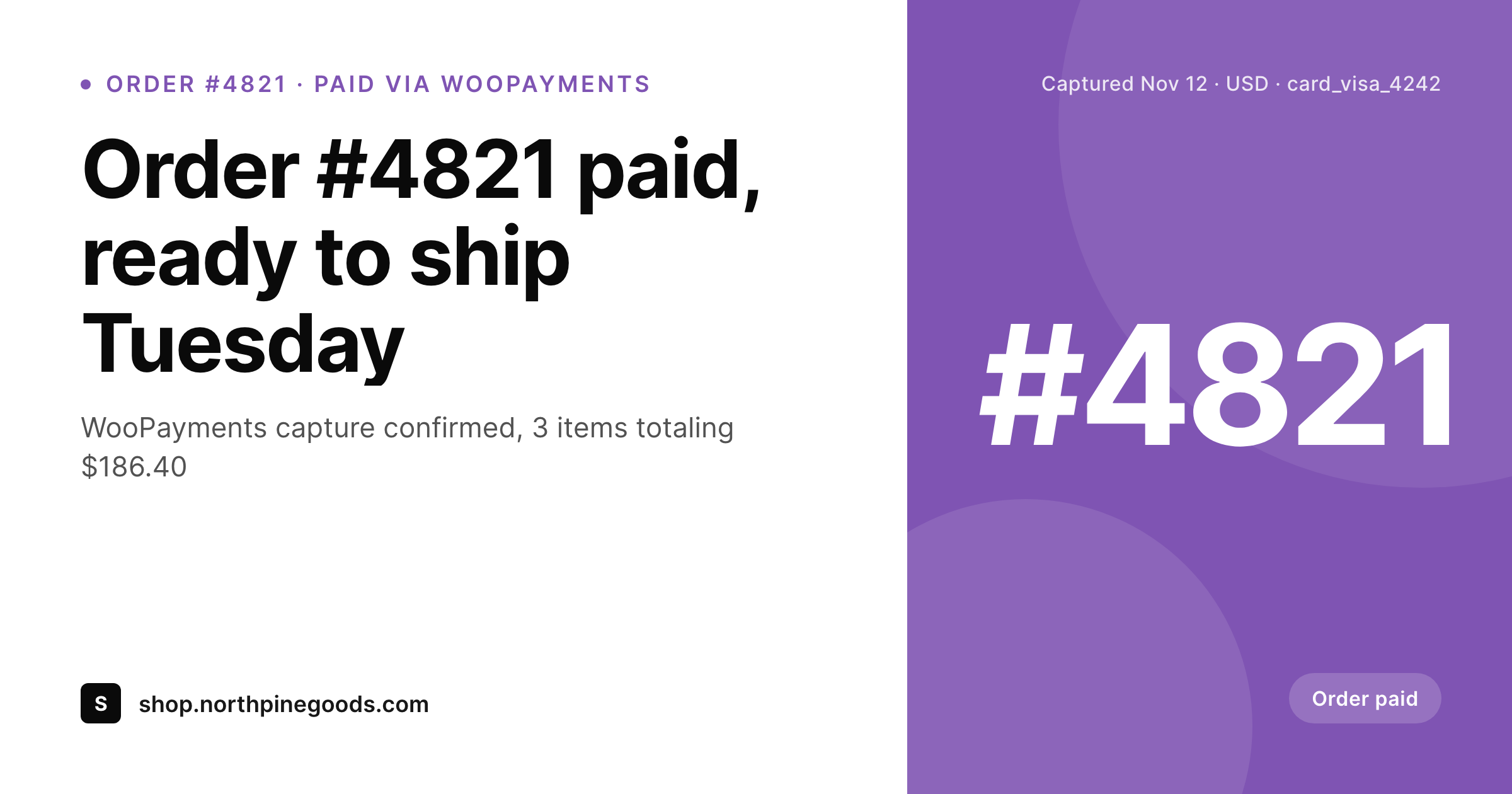 SleekPixel example output for WooCommerce Payments