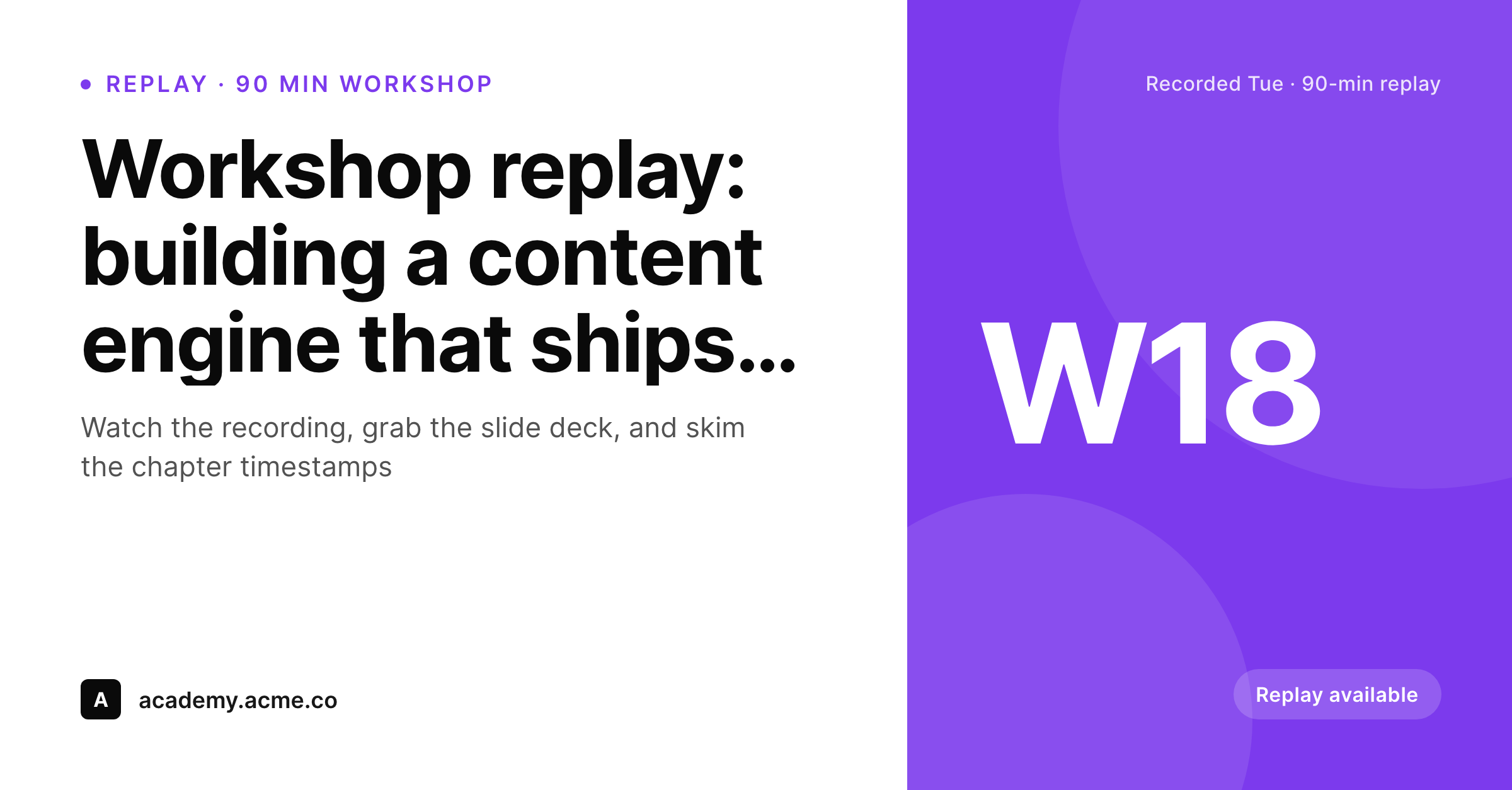 SleekPixel example output for workshop replay card