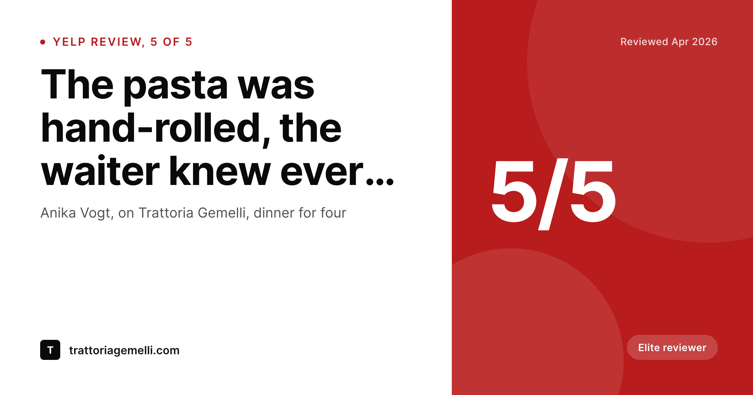 SleekPixel example output for Yelp review cards